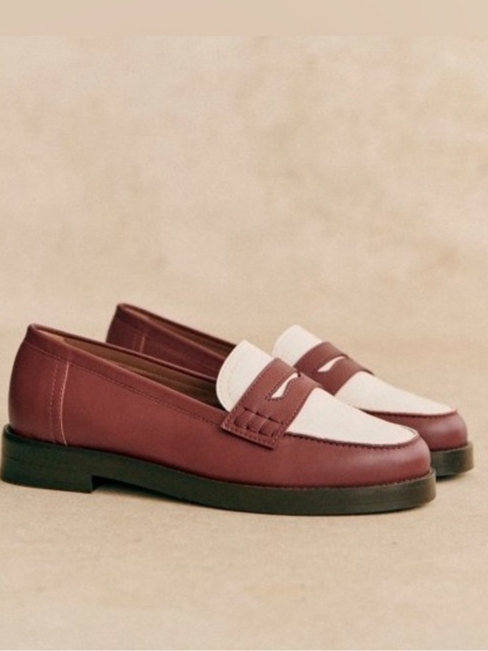 NWT SÉZANE SZ 7 / EURO 38 ANDREA MULTICOLORED TERRACOTTA and CREAM LOAFERS 🇫🇷!